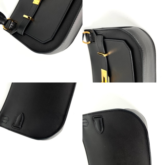 HERMES Mini Jypsiere Black Evercolor Leather Gold Hardware Crossbody Bag - Picture 8 of 12